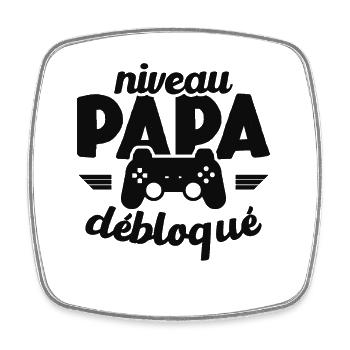 Niveau Papa Débloqué Gamer Naissance - Magnet carré - blanc - Devant