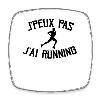 Je Peux Pas J'ai Running - Magnet carré - blanc - Devant