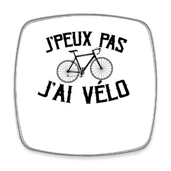 Je Peux Pas J'ai Vélo - Magnet carré - blanc - Devant