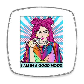 POP-ART ARTWORK JOINT SMOKING WOMAN - Square fridge magnet - white - Front