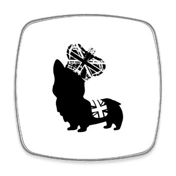 Das Queens Platinum Jubilee Corgi Emoji - Viereckiger Kühlschrankmagnet - Weiß - Vorne