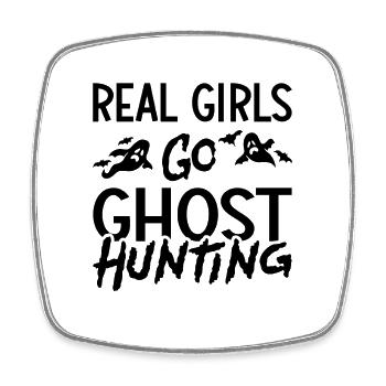 Ghost Hunter Creepy Ghost Hunt Gift Idea - Square fridge magnet - white - Front