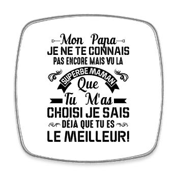 Papa Maman Enceinte Noël Idée Cadeau Amour Body - Magnet carré - blanc - Devant