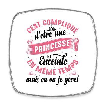 Enceinte Princesse Idée Cadeau Maman Cool Amour - Magnet carré - blanc - Devant