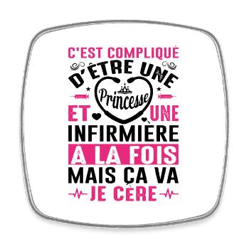 Infirmière Princesse Cadeau Anniversaire Médecine - Magnet carré - blanc - Devant