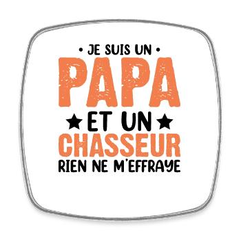 Je Suis Un Papa Et Un Chasseur Chasser Cadeau Noël - Magnet carré - blanc - Devant