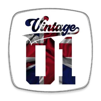 25TH BIRTHDAY UK VINTAGE 2001 - Square fridge magnet - white - Front