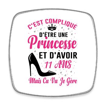 Princesse 11 Ans Idée Cadeau Anniversaire Amour - Magnet carré - blanc - Devant