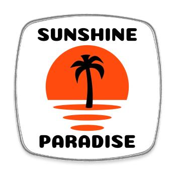 Sunshine, paradise (Half Sun, Palm Tree) - Square fridge magnet - white - Front