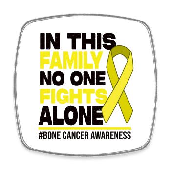 No One Fights Alone Family - Bone Cancer Awareness - Square fridge magnet - white - Front
