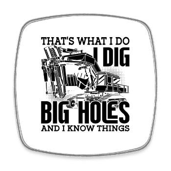 Excavatrice Ouvrier de la construction Conducteur de pelle Idée cadeau - Magnet carré - blanc - Devant
