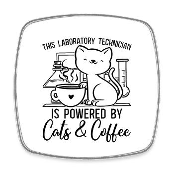 Labortechniker Katze Beruf Kaffee Geschenkidee - Viereckiger Kühlschrankmagnet - Weiß - Vorne