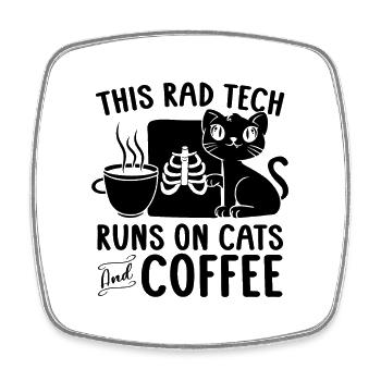 Radiology X-ray Technician Cat Coffee Gift - Square fridge magnet - white - Front