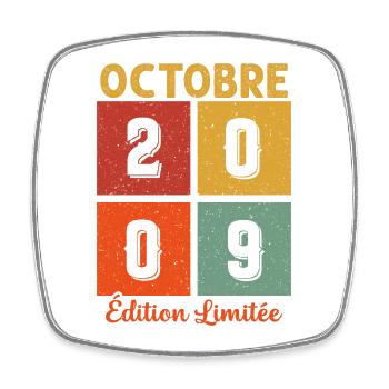 Octobre 2009 Vintage - Magnet carré - blanc - Devant