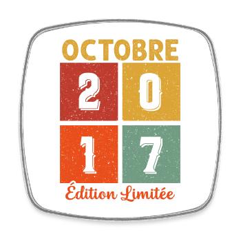 Octobre 2017 Vintage - Magnet carré - blanc - Devant