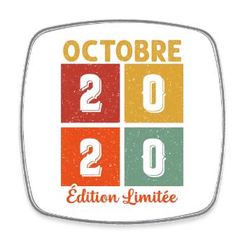 Octobre 2020 Vintage - Magnet carré - blanc - Devant