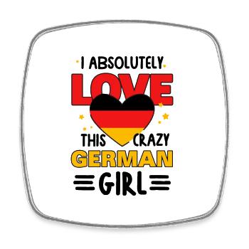 Sexy German Girlfriend Woman Funny Saying Love - Square fridge magnet - white - Front