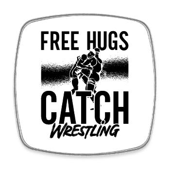 Free Hugs Catch Wrestling Wrestler Fight Grappling - Square fridge magnet - white - Front