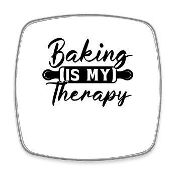 Baking Is My Therapy Baker Bakery Chef Cake Bake - Viereckiger Kühlschrankmagnet - Weiß - Vorne