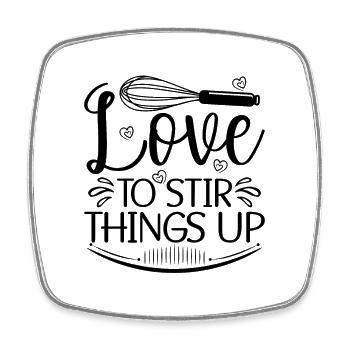 J’adore remuer les choses Baker Baking Bakery Cupcake - Magnet carré - blanc - Devant