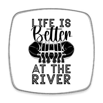 Life Is Better Rafting Kayak Paddling Canoe Paddle - Square fridge magnet - white - Front