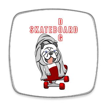 Skateboard Hund Mops Bulldogge rot grau sport - Viereckiger Kühlschrankmagnet - Weiß - Vorne