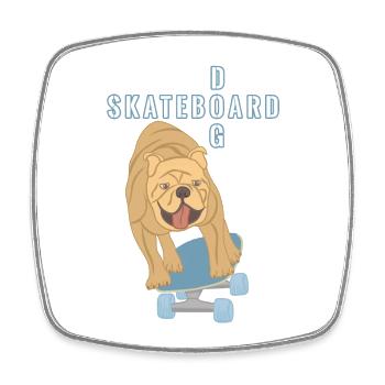 Skateboard Hund Mops Bulldogge blau braun sport - Viereckiger Kühlschrankmagnet - Weiß - Vorne