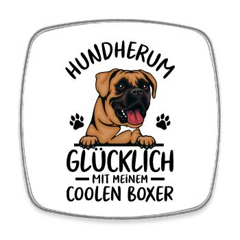 Hund Glücklich mit meinem deutschen Boxer - Viereckiger Kühlschrankmagnet - Weiß - Vorne