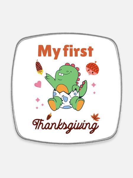 My first Thanksgiving - Square fridge magnet - white