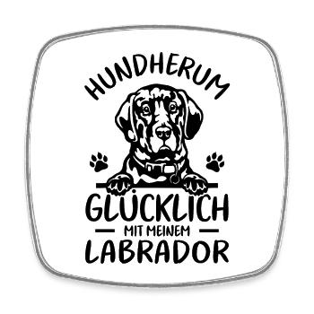 Hund Glücklich mit meinem Labrador - Viereckiger Kühlschrankmagnet - Weiß - Vorne