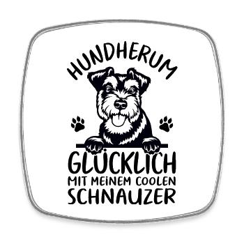 Hund Glücklich mit meinem Schnauzer - Viereckiger Kühlschrankmagnet - Weiß - Vorne