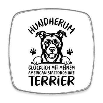 Hund Glücklich mit American Staffordshire Terrier - Viereckiger Kühlschrankmagnet - Weiß - Vorne