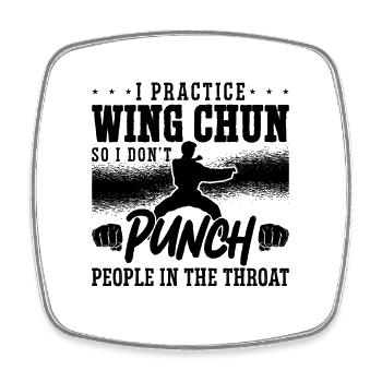 Je pratique les arts martiaux Wing Chun Fighter Kung Fu - Magnet carré - blanc - Devant