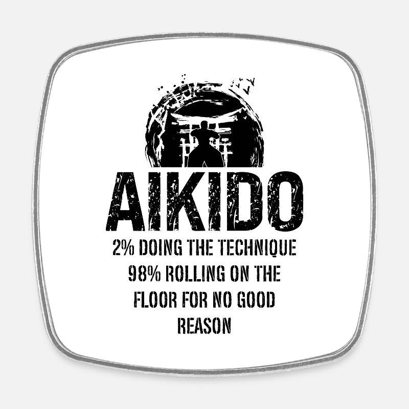 Samurai Fighter Aikido 2% Faire la technique 98% - Magnet carré - blanc