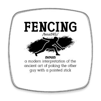Modern Interpretation Of Fencing Sword Duel Fencer - Square fridge magnet - white - Front