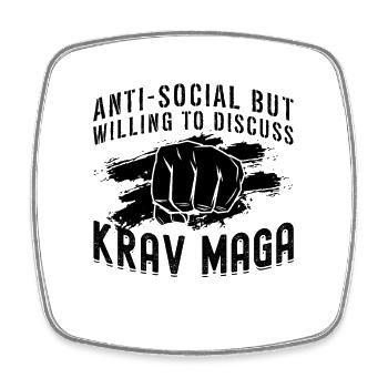 Anti-Social But Krav Maga Martial Arts MMA Fighter - Square fridge magnet - white - Front