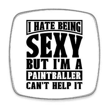 I Hate Being Sexy Paintball Airgun Shooting Player - Viereckiger Kühlschrankmagnet - Weiß - Vorne