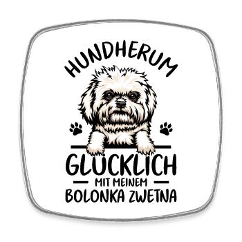 Hund Glücklich mit meinem Bolonka Zwetna - Viereckiger Kühlschrankmagnet - Weiß - Vorne