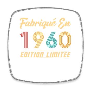 Fabriqué en 1960 Édition limitée Cadeau - Magnet carré - blanc - Devant