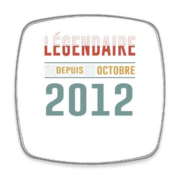 Légendaire Depuis Octobre 2012 Anniversaire - Magnet carré - blanc - Devant
