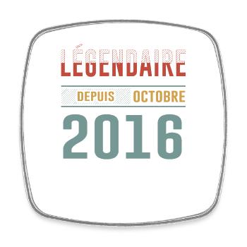 Légendaire Depuis Octobre 2016 Anniversaire - Magnet carré - blanc - Devant
