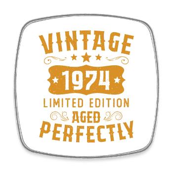 Vintage 1974 Limited Edition Geburtstagsgeschenk - Viereckiger Kühlschrankmagnet - Weiß - Vorne