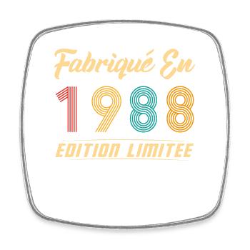 Fabriqué en 1988 Vintage Cadeau D'anniversaire - Magnet carré - blanc - Devant