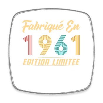 Fabriqué en 1961 Vintage Cadeau D'anniversaire - Magnet carré - blanc - Devant