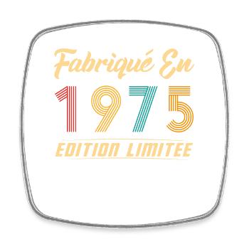 Fabriqué en 1975 Vintage cadeau d'anniversaire - Magnet carré - blanc - Devant