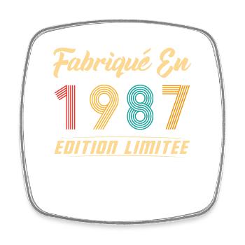 Fabriqué en 1987 Vintage Cadeau D'anniversaire - Magnet carré - blanc - Devant