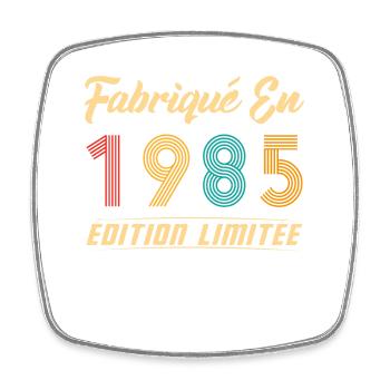 Fabriqué en 1985 Vintage cadeau d'anniversaire - Magnet carré - blanc - Devant