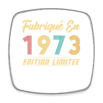 Fabriqué en 1973 Vintage Cadeau D'anniversaire - Magnet carré - blanc - Devant