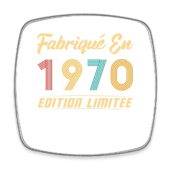 Fabriqué en 1970 Vintage cadeau d'anniversaire - Magnet carré - blanc - Devant