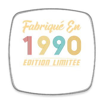 Fabriqué en 1990 Vintage cadeau d'anniversaire - Magnet carré - blanc - Devant